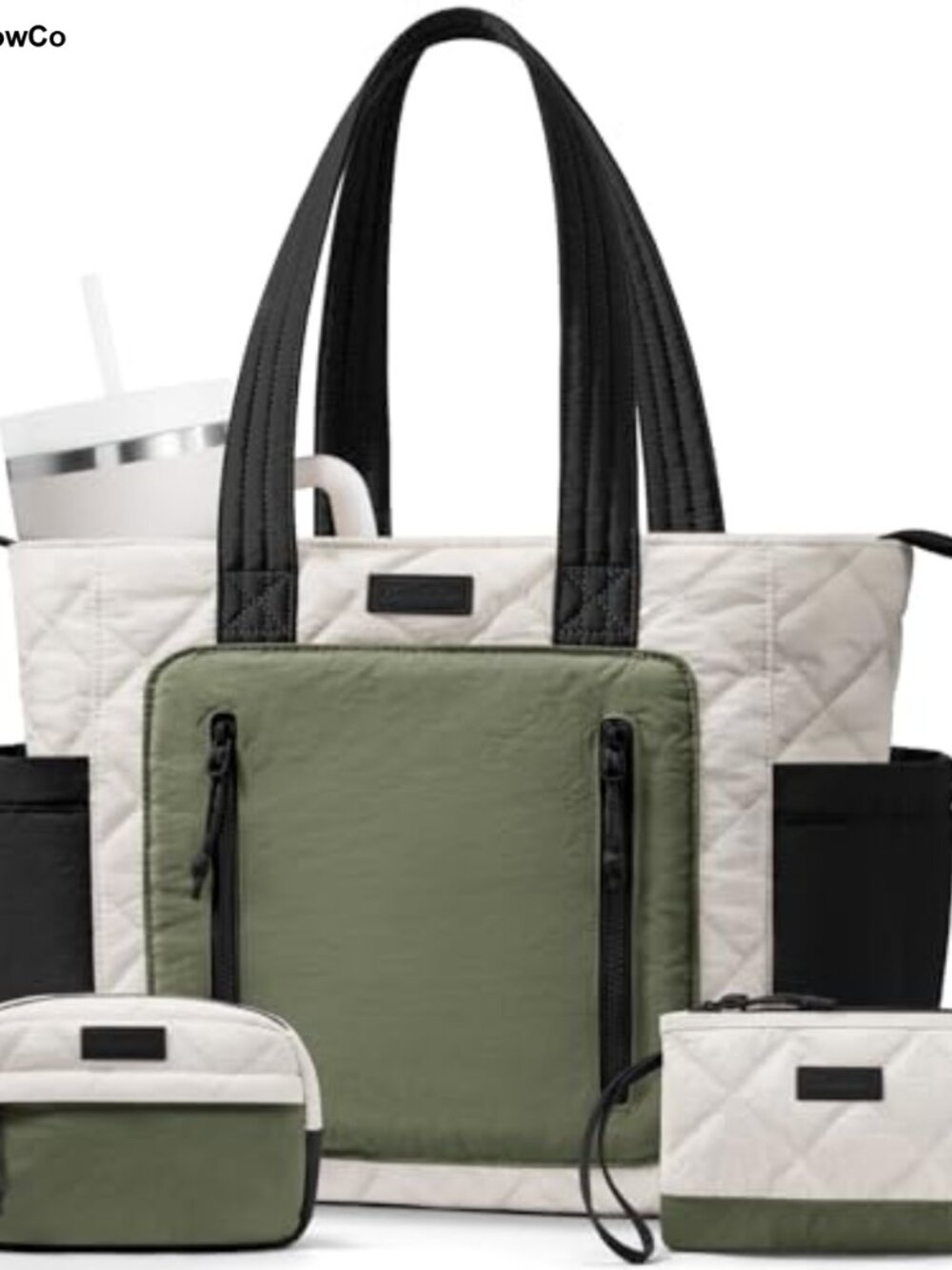 Lightweight Quilted Puffer Tote Bag for Women Water Resistant Travel Laptop